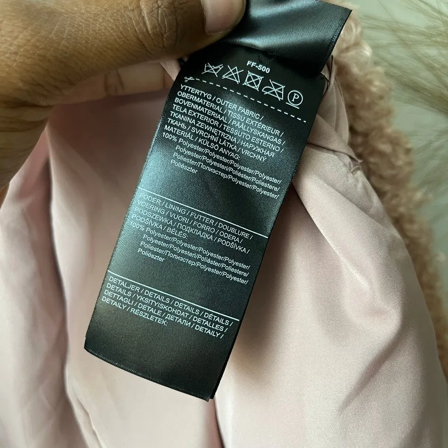 Stand‎ Studio Marcella Pink Curly Faux Fur Collared Luxe Winter Jacket Size US 2 - Image 8