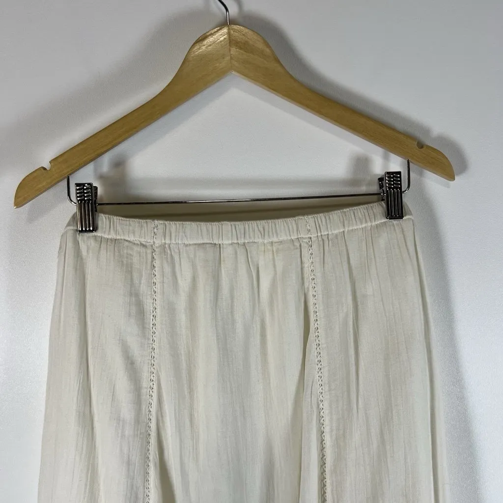 Soft‎ Surroundings Fringe Skirt M White Cream Boho Prairie Demure Gauze - Image 7