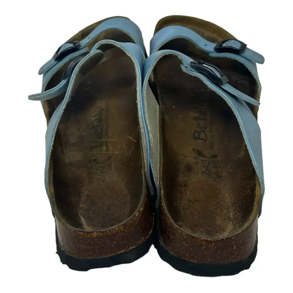 Betula Original‎ Birkenstock 240 Light Blue Leather Slide Sandals Size 37 US 6 - Image 6