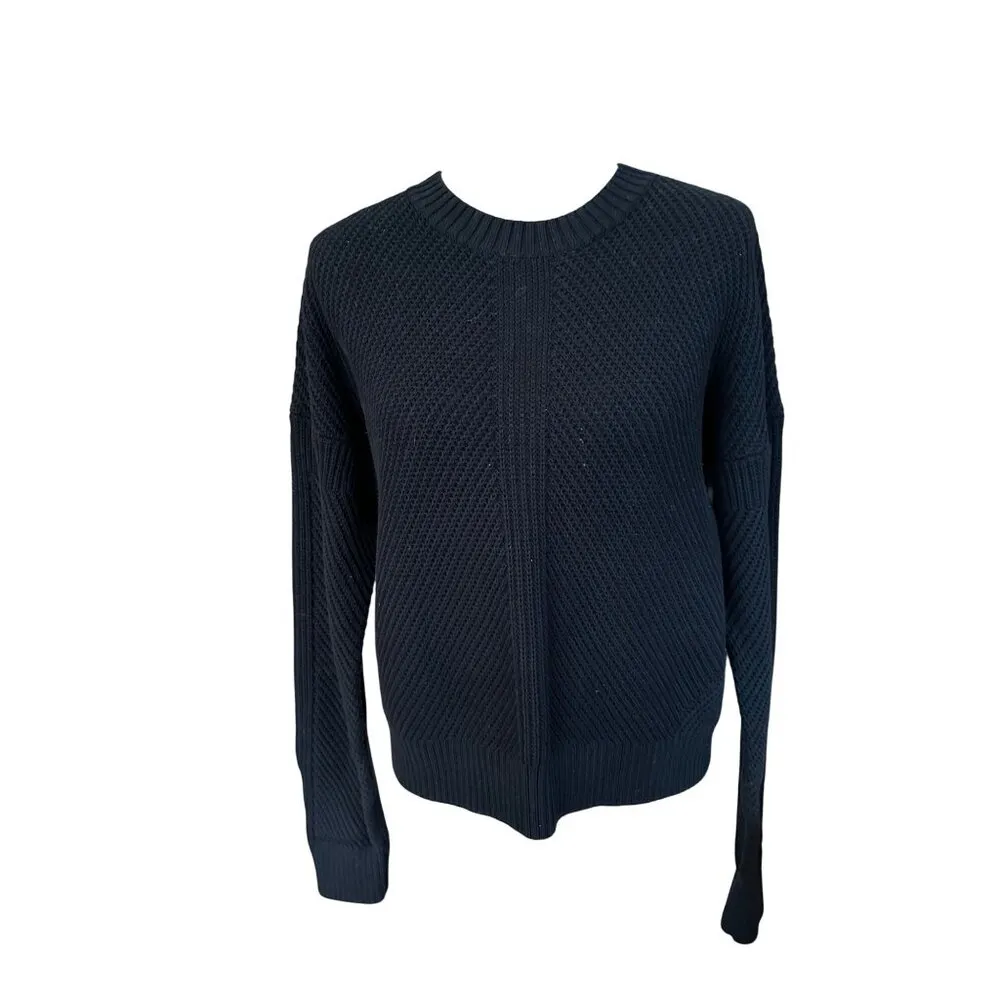 Lululemon New Heights Black Knit Ribbed Sweater Size 8 Minimalist Classy Goth - Image 3