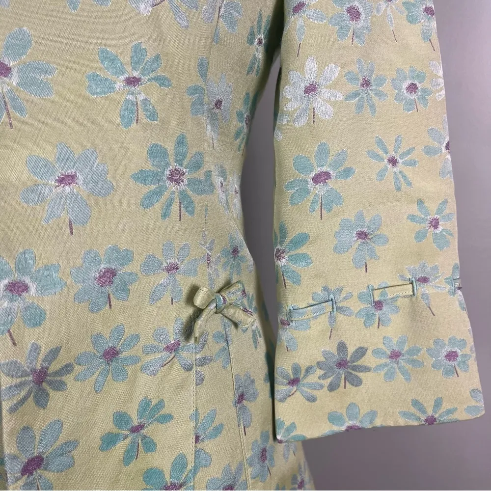 Vintage 90s Nanette Lepore two piece dress jacket green floral size 2 - Image 2