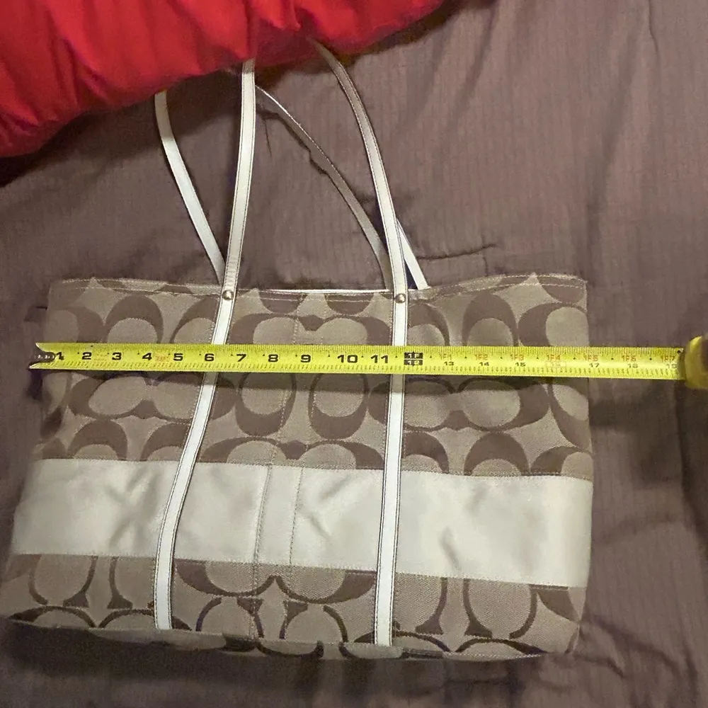 Coach Signature Canvas Tote Bag - Brown and White - Image 10