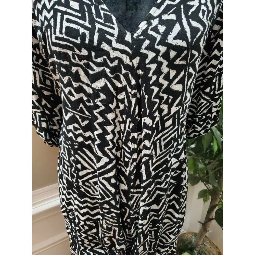 Nina Leonard Women's Black & White Rayon Long Sleeve Top & Skirt 2 Piece Suit 1X - Image 4
