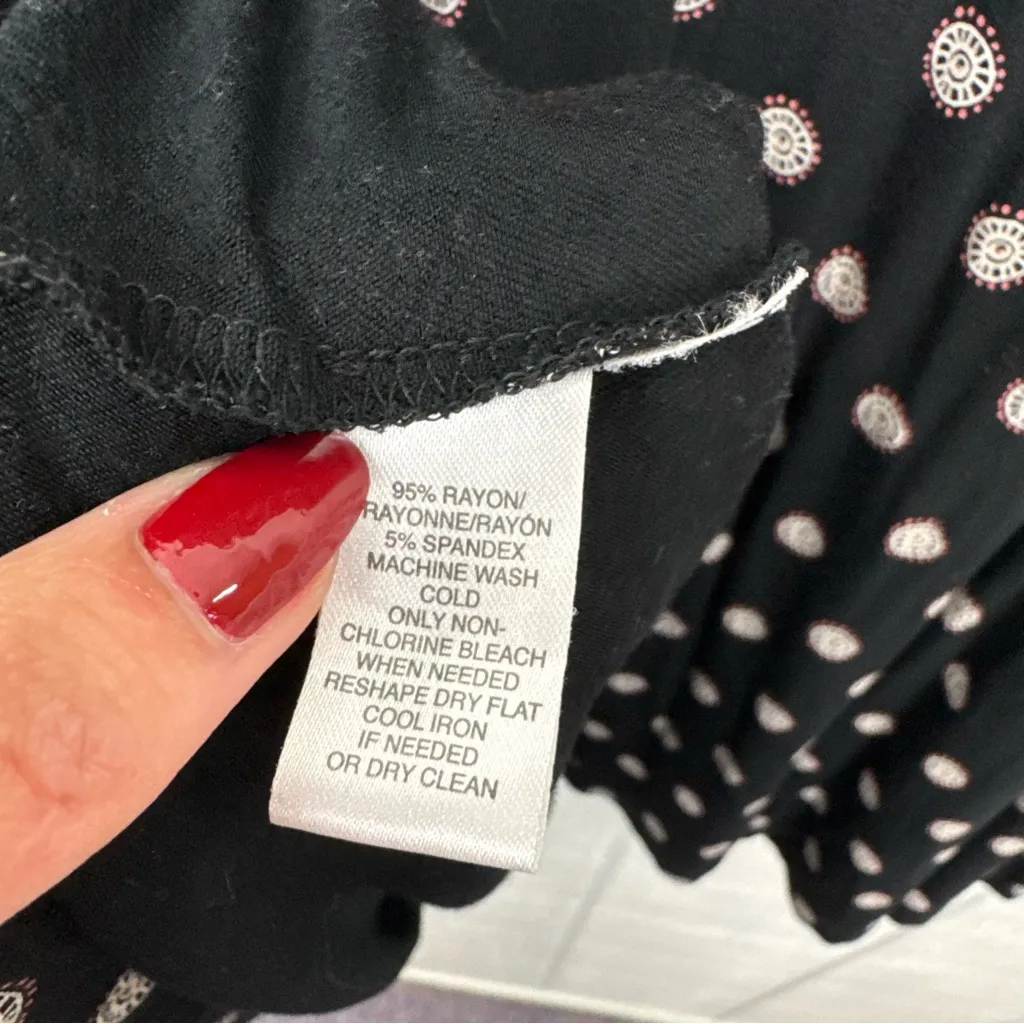 Loft Patterned Black Sleeveless Tank Mini Short Sun Dress Size S - Image 5