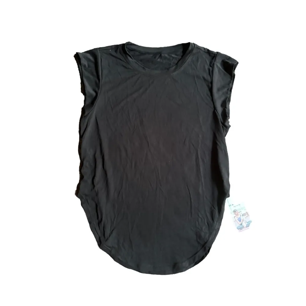 NEW Halara Round Neck Curved Hem Yoga Sports Top Black Medium - Image 6