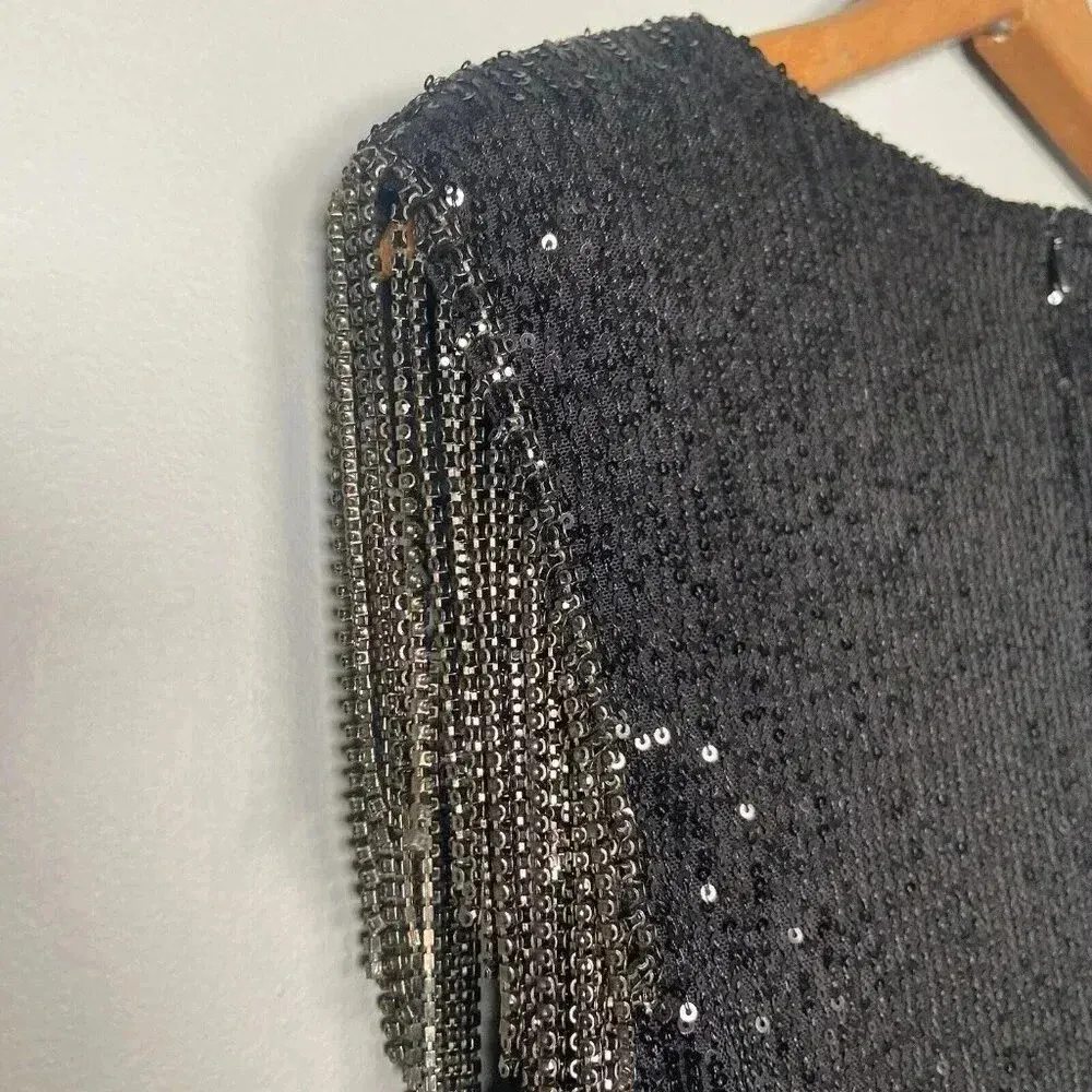 Betsey Johnson Sequin Black Mini Dress Size‎ M Cocktail Party Holiday Date Night - Image 10
