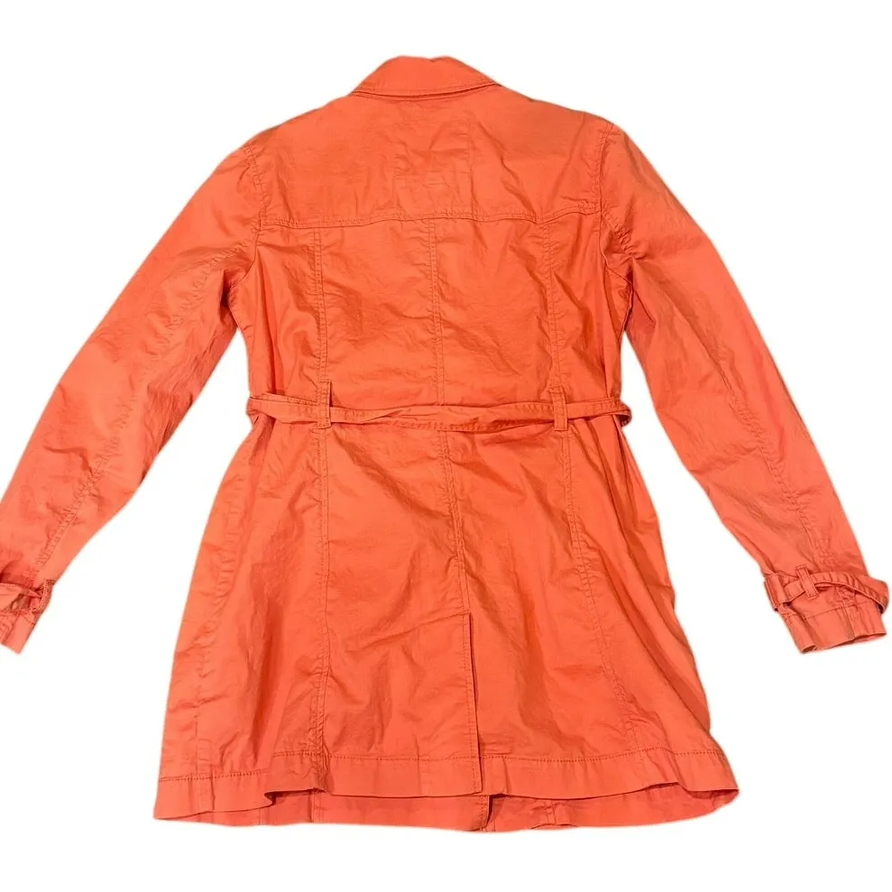 Michael by Michael Kors Orange/Coral Trench Rain Lightweight Coat Sz.Medium GUC Orange - Image 7