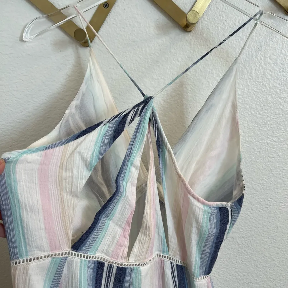 En Crème Gauzy Baja Stripe Midi Dress Medium - Image 4