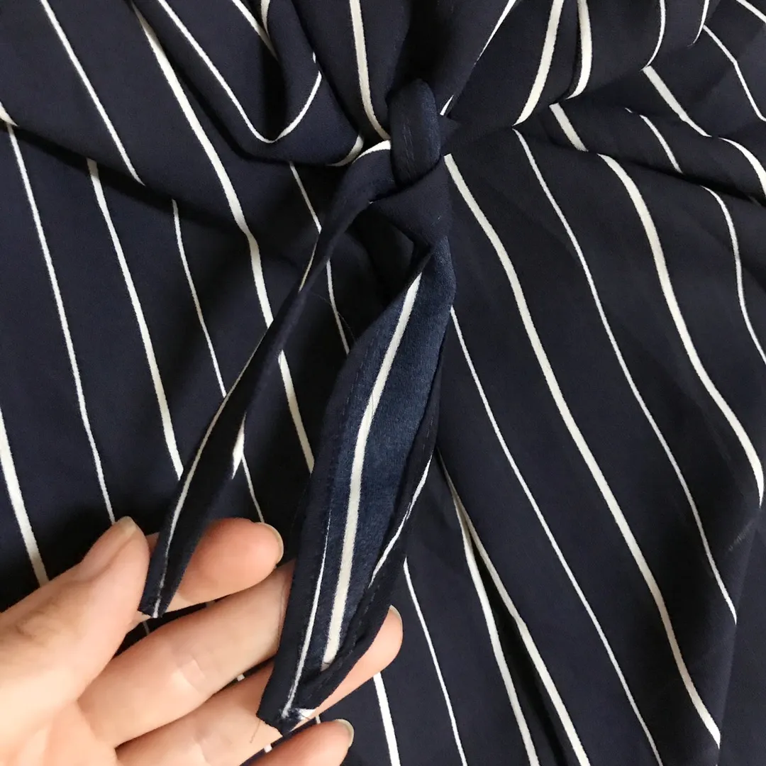 Off Shoulder Stripe Tie Boho Top - Image 4