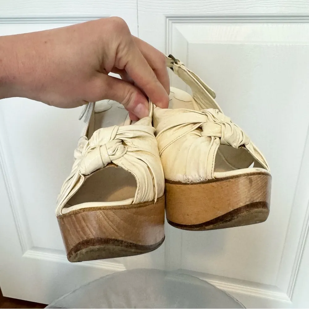 CHLOE Size US8 IT38 White Leather Chunky Heel Platform Sandals - Image 3