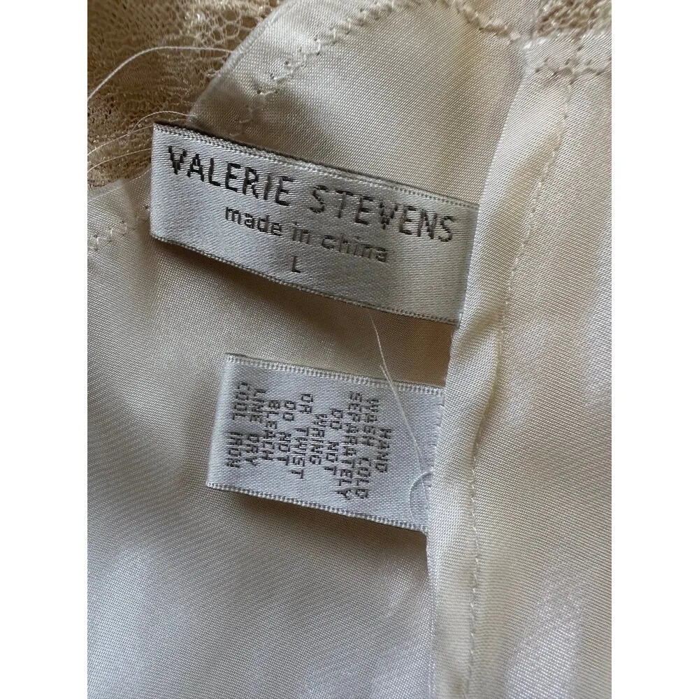 Valerie Stevens  Intimate Satin Sheer Floral Lace Chemise Nighty Slip Dress L - Image 5