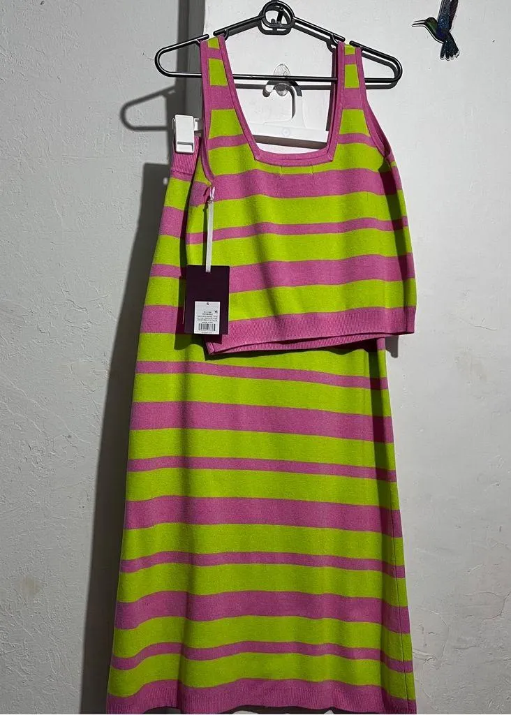 Victor Glemaud x Target Striped Midi Sweater Skirt and Tank top set S :Box OW2: Green - Image 6
