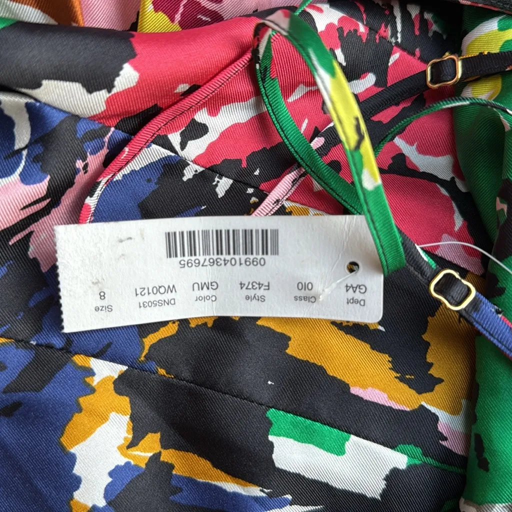 NWT J. Crew Colorful spaghetti strap brushstroke Abstract SILK dress midi 8 - Image 2