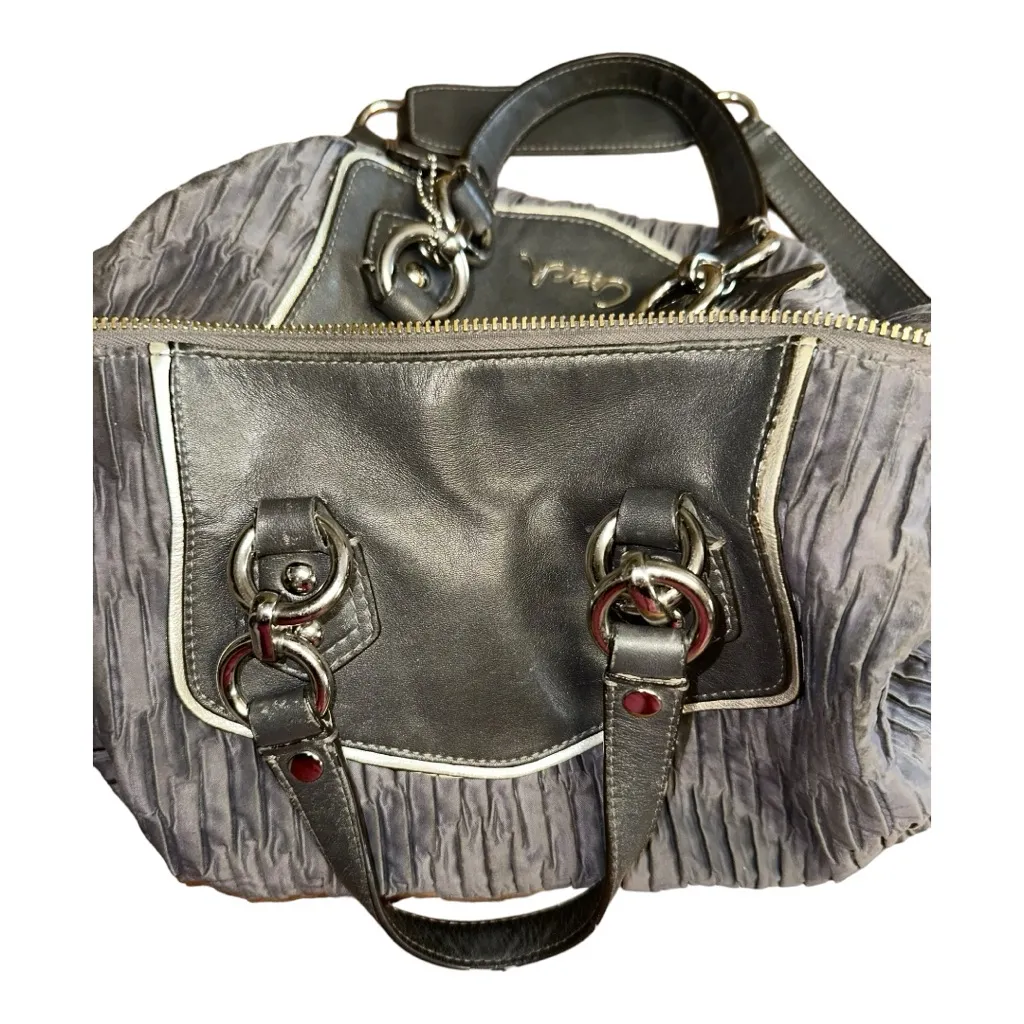 COACH • Ashley Gathered Sateen/Leather Grey Satchel Bag Purse • F20084 - Image 6