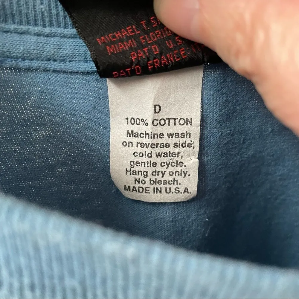 Vintage 80s Single Stitch Diamond Dust Native American Indian Horse Tshirt L Blue Size L - Image 8