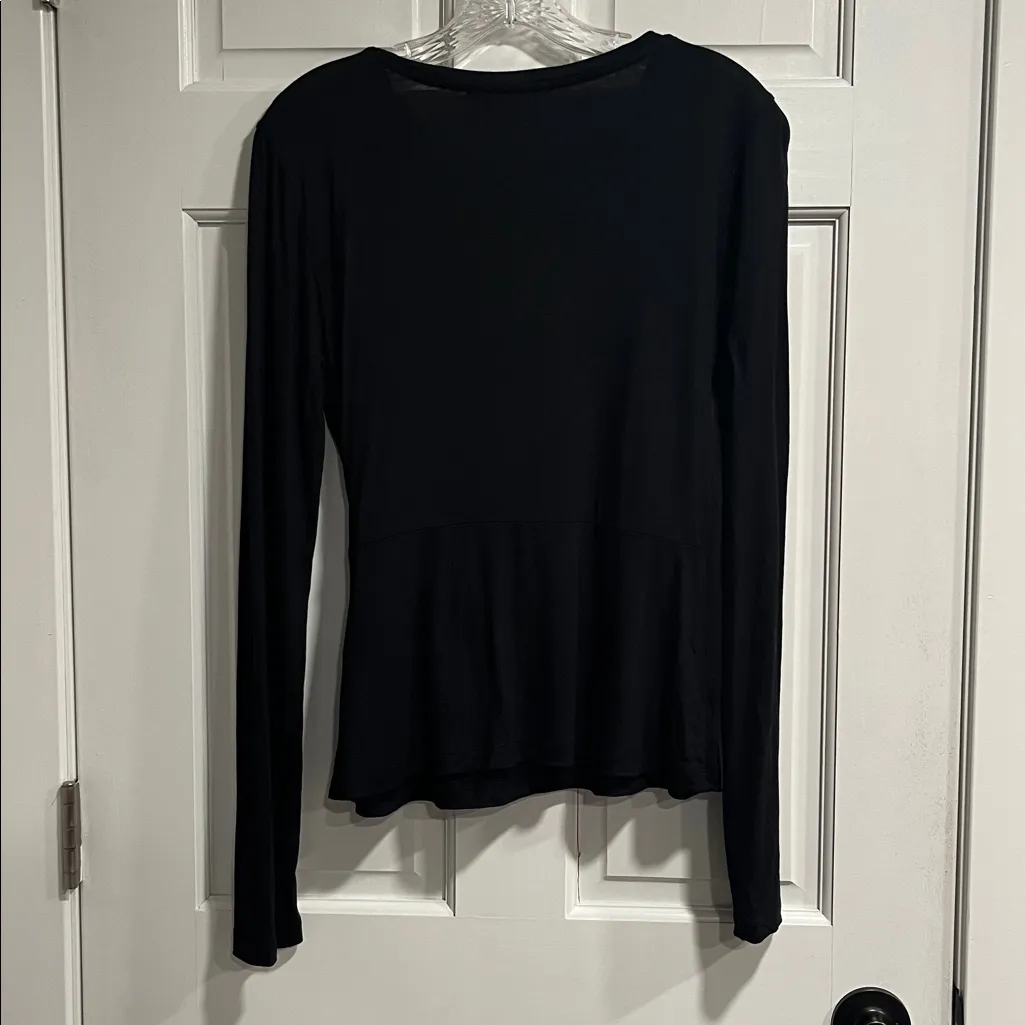 Allsaints Limera Long Sleeve Wrap Front Top Size Large in Black - Image 10