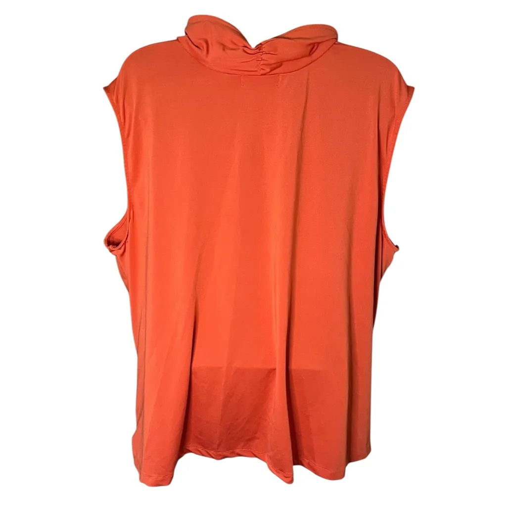 Y2K Jessica London Draped Sleeveless Top Cowl Neck Ruched Detail Orange 26/28 - Image 2
