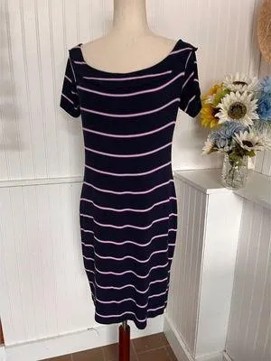 Blue & Purple Scooped Neck Short Sleeved Dress - Image 3