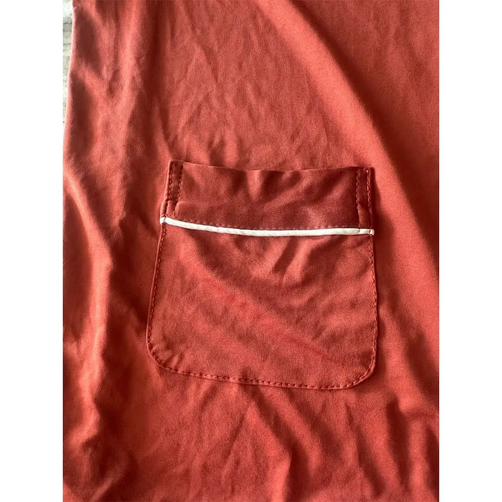 Women's Satin Pajama Set XL Rust Short Sleeve Button Down Top & Shorts Brown - Image 6