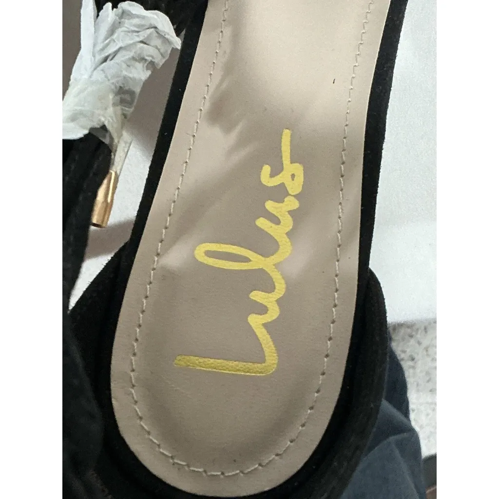 Womans Lulus Black Size 11 Open Toe Tie Ankle Strap High Heel Dress Shoe NWOT - Image 5