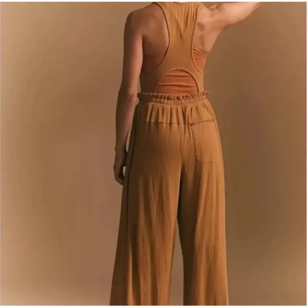 Free People Movement Caught My Tempo Jumpsuit Open back wide leg S - Image 6