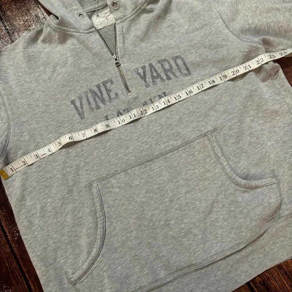Vintage Champion Quarter Zip Hooded Sweatshirt | VINEYARD LAT 41N| Gray | Large - Image 6