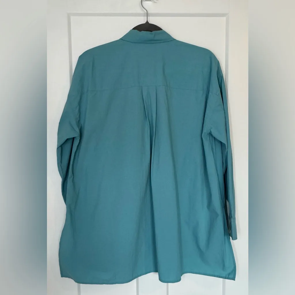 Madewell The Oversize Straight Hem Signature Shirt Shaded Aqua Size S NWT - Image 5