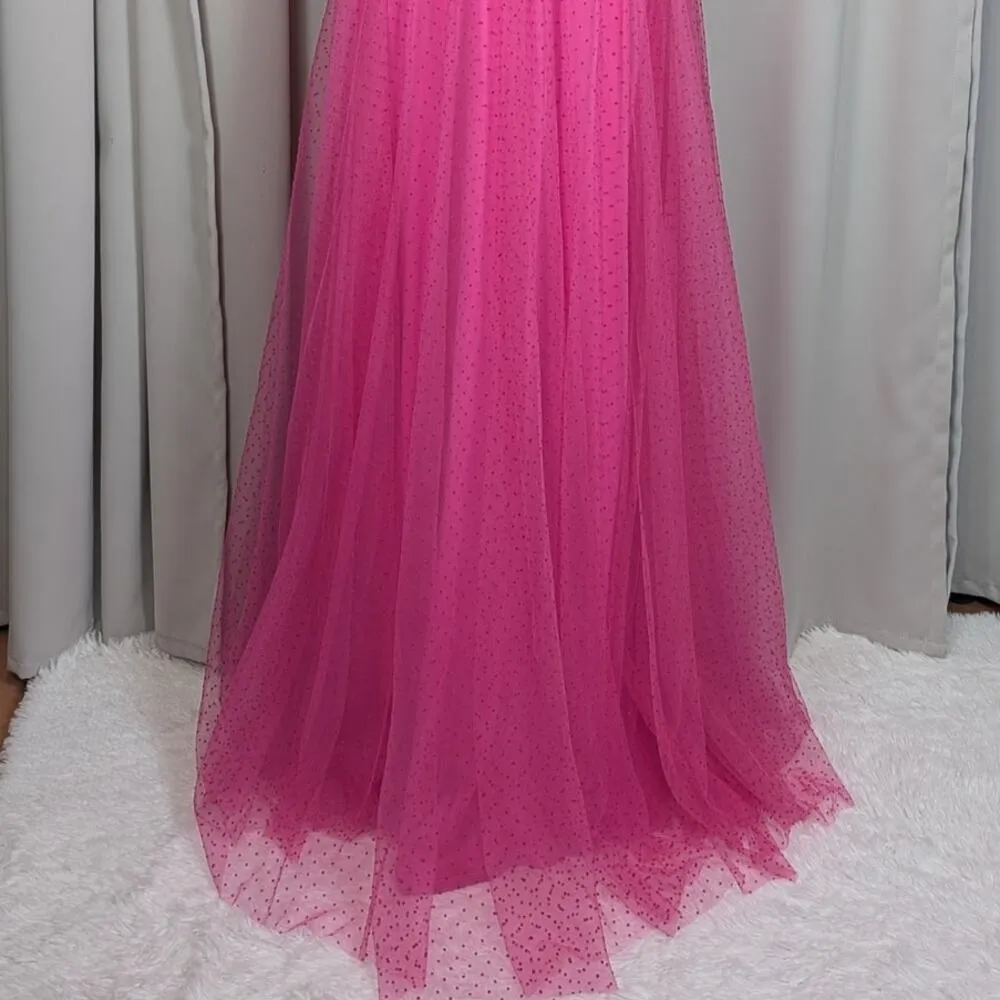 Faeriesty French Dot Formal Gown Pink Small Size XS - Image 12