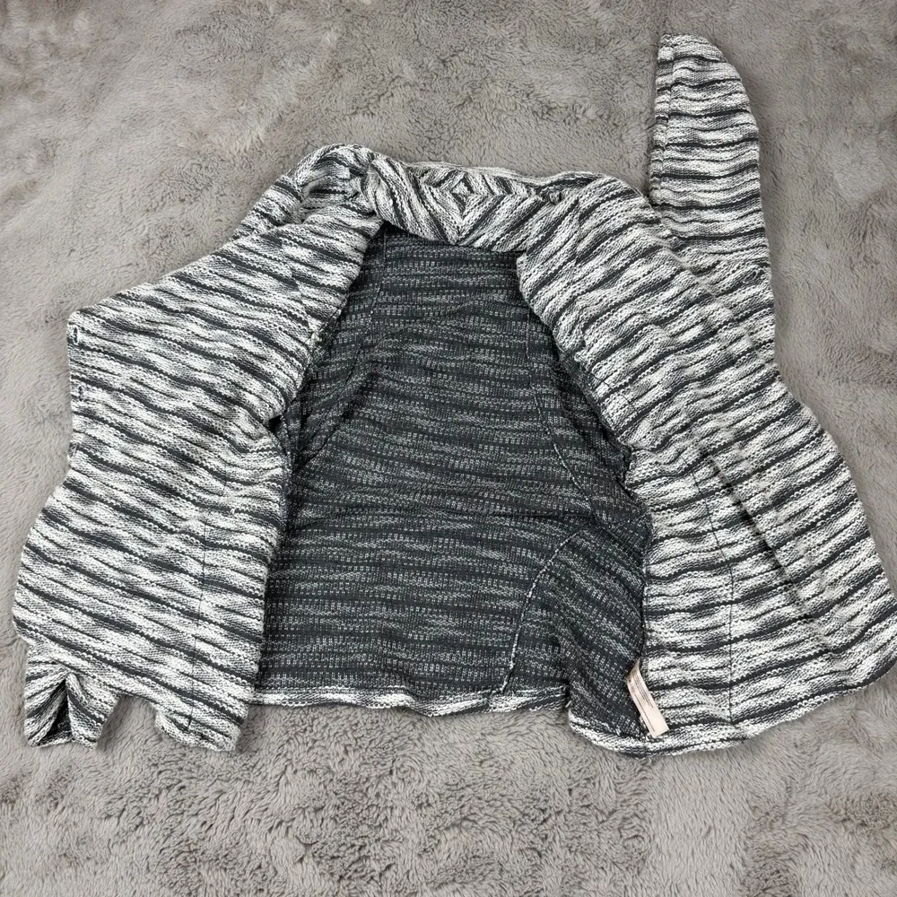 ANTHROPOLOGIE Saturday Sunday Knit Cardigan Open Front Striped Button Up Sweater Gray - Image 8