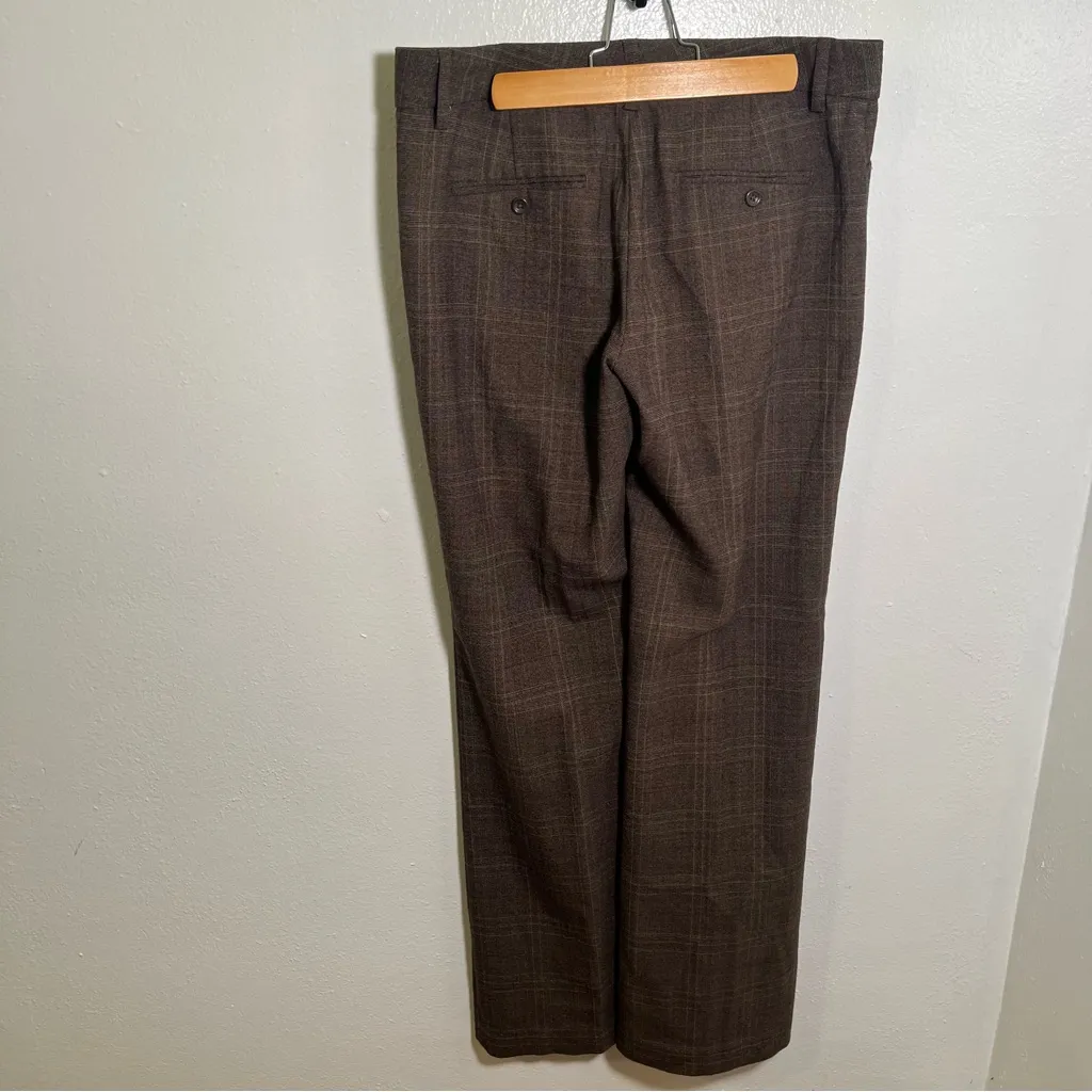 EXPRESS  Design Studio Editor Dress Pant Trousers Brown Plaid 6 - Image 5