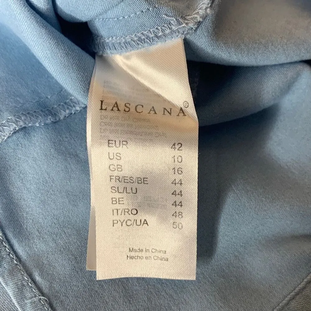 Lascana Lyocell Chambray Long Sleeve Button Down Size 10 Blue - Image 4