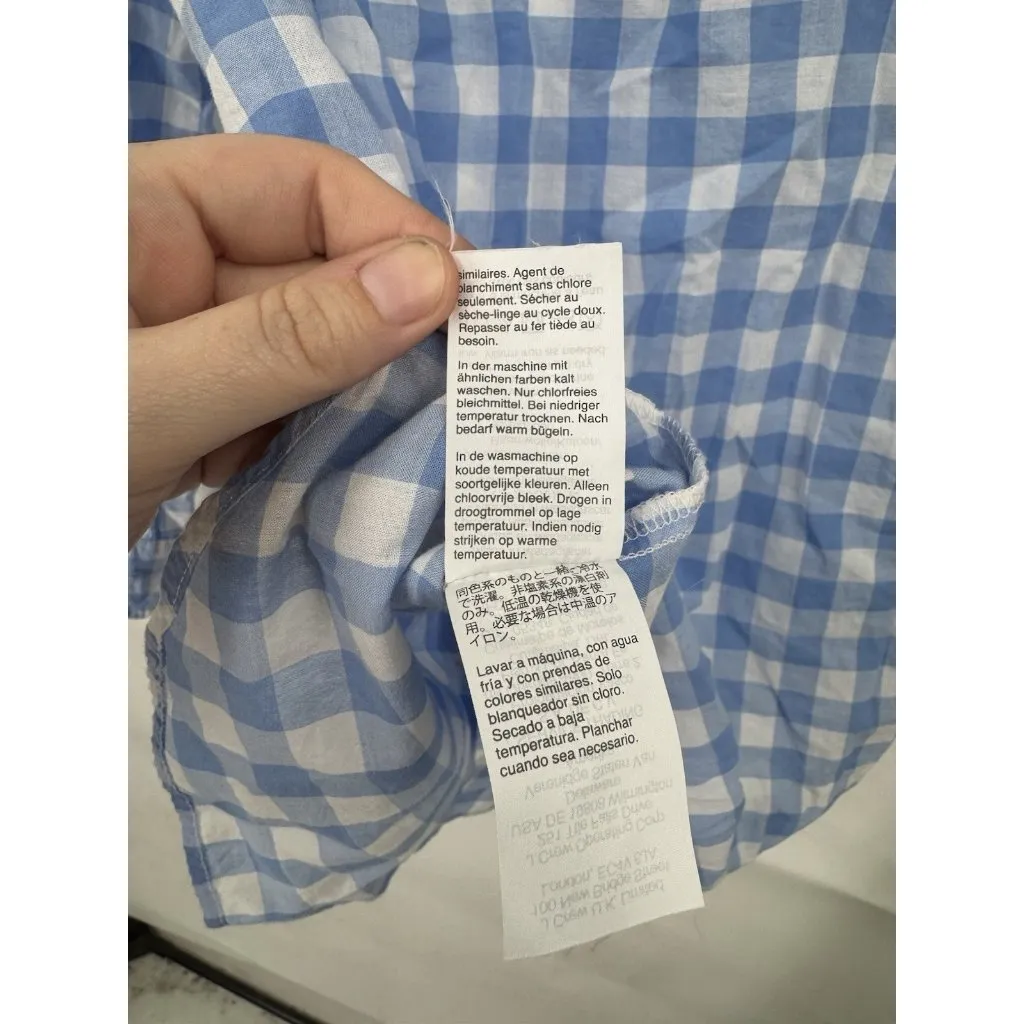 J. Crew Plaid Button Front Shirt Blue Long Sleeve Lightweight Preppy Western XXS - Image 6