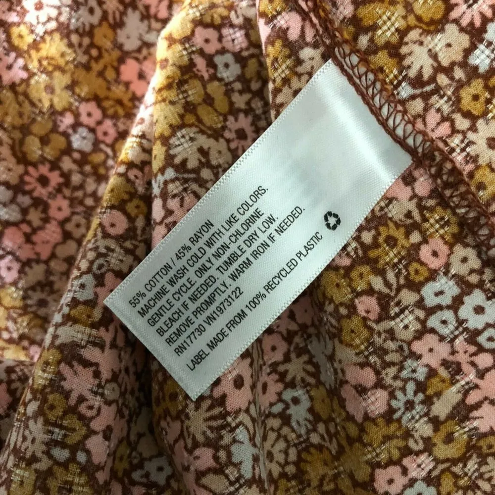 Universal Thread Peasant Blouse Ruffle Collar Keyhole Back Floral Orange Size M - Image 4