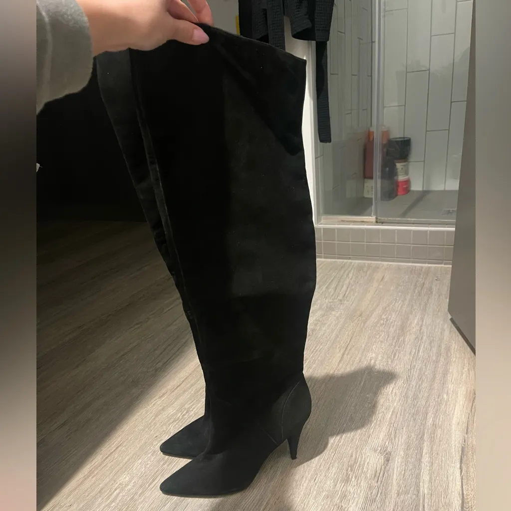 ALDO BLACK GENUINE SUEDE OVER KNEE BOOTS US9 - Image 3