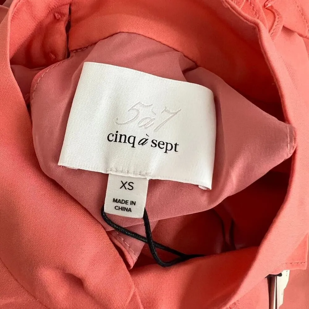 NWT CINQ A SEPT Solid Moma Silk Top Size XS Ruffle Sleeveless - Image 8