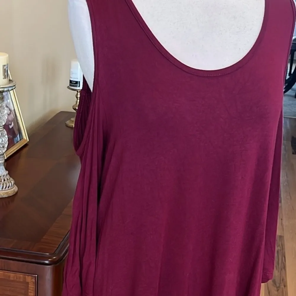Red Wine Knit Open Shoulder Shift Dress - Image 7