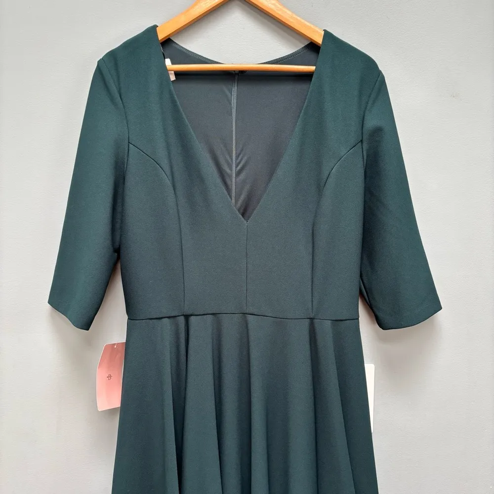 BHLDN Anthropologie Valdis Emerald Green Mother Of The Bride Midi Dress 14 - Image 5