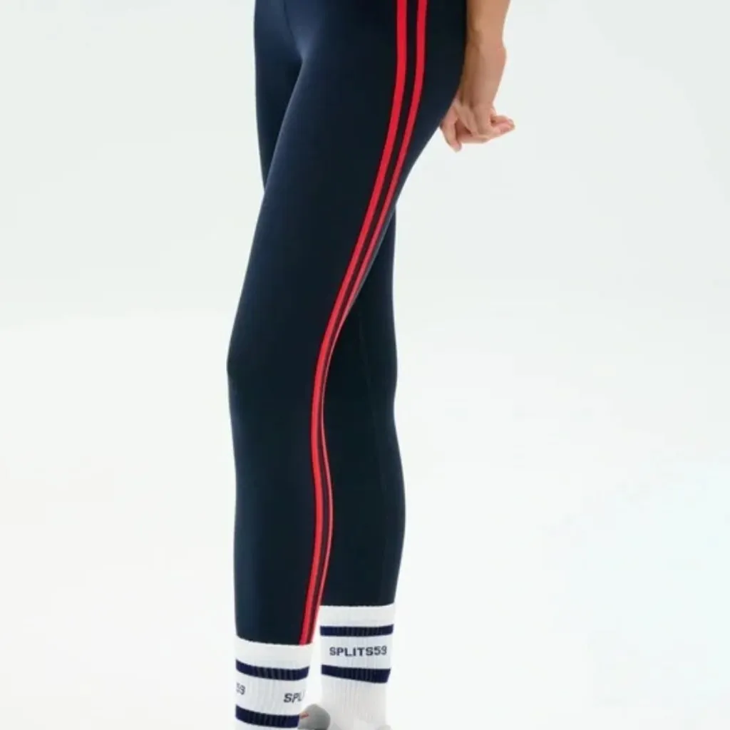 Splits59 Ella High Waist Airweight 7/8 Leggings Indigo Blue / Pirate Red M $128 - Image 2