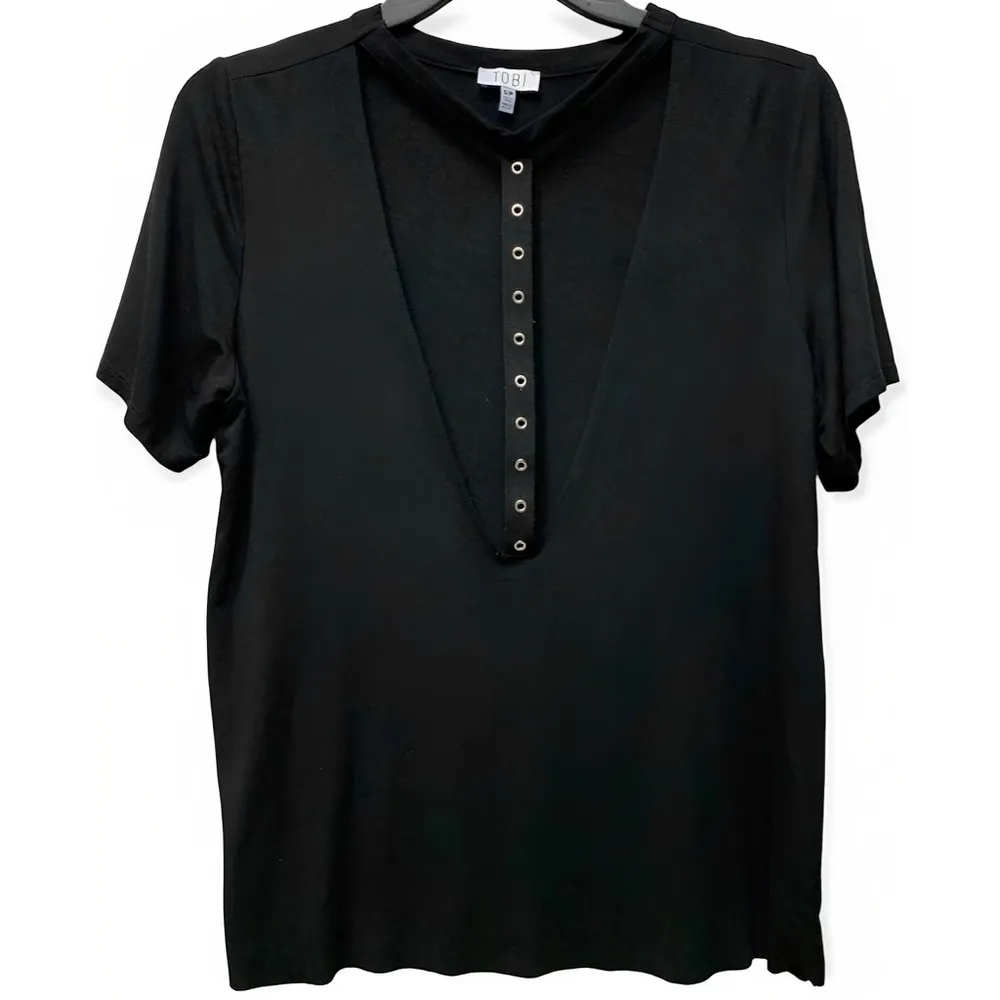 Tobi Callie Choker Tee Deep V Plunging Rock Alternative Size Small Like New - Image 8