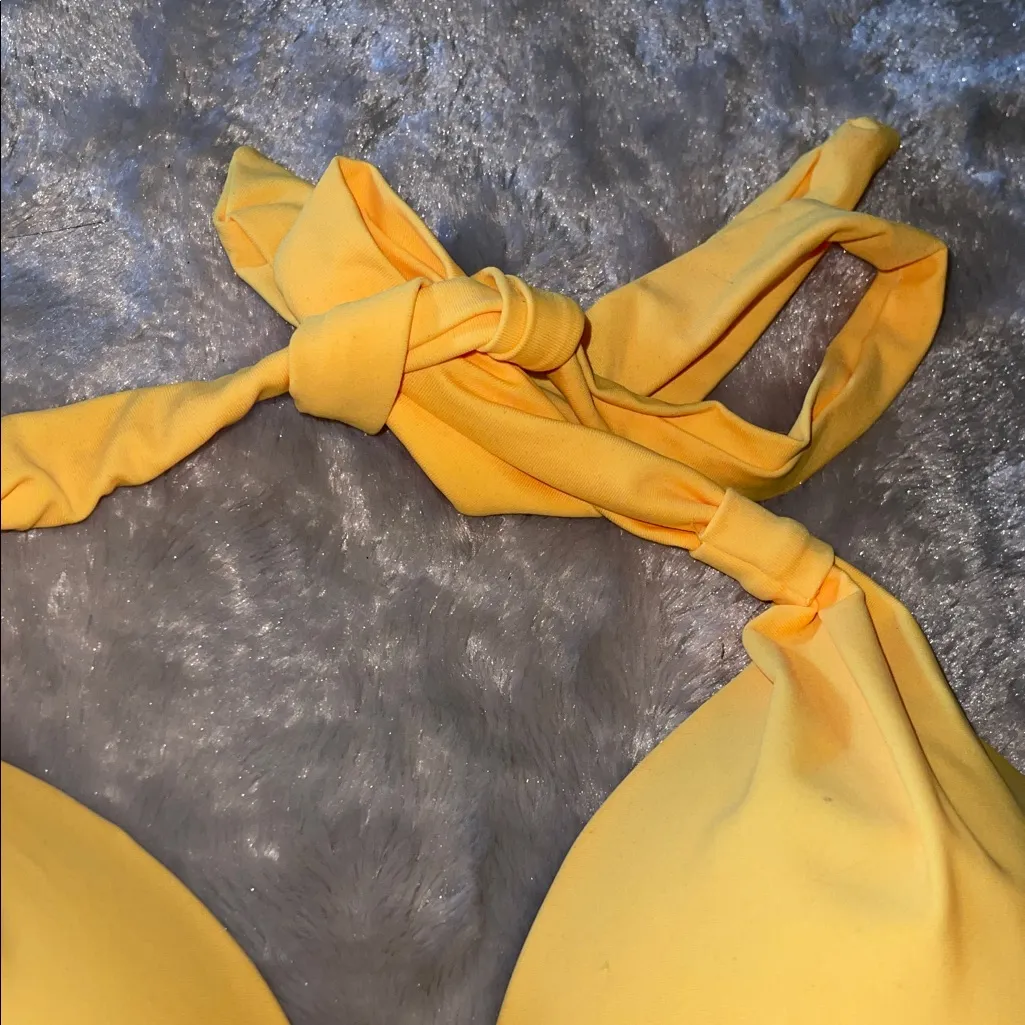 Sportlike Yellow Padded Halter Bikini Top M | Bright Swimwear Size M - Image 9