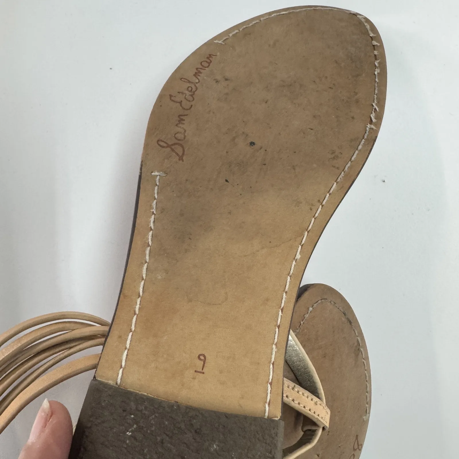 Sam Edelman Shoes‎ Womens Size 9M Gold Tan Ginette Gladiator Sandals Cork Flat - Image 7