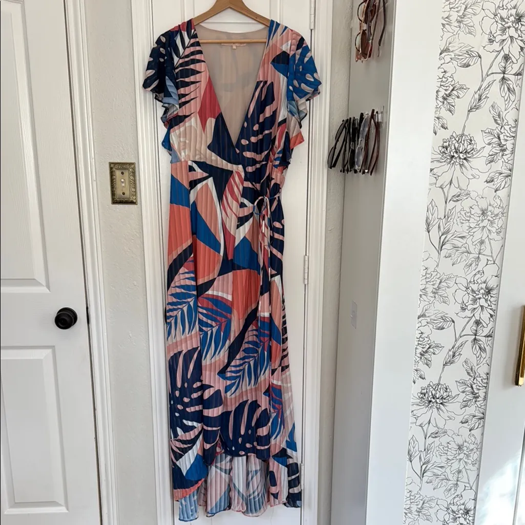 HUTCH Anthropologie tropical leaf print maxi wrap dress - Image 3