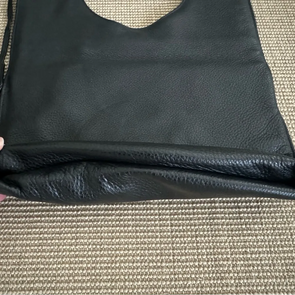 Grain Leather Flat Alix Black Padlock Zip Foldover Bag Clutch Handbag - Image 8