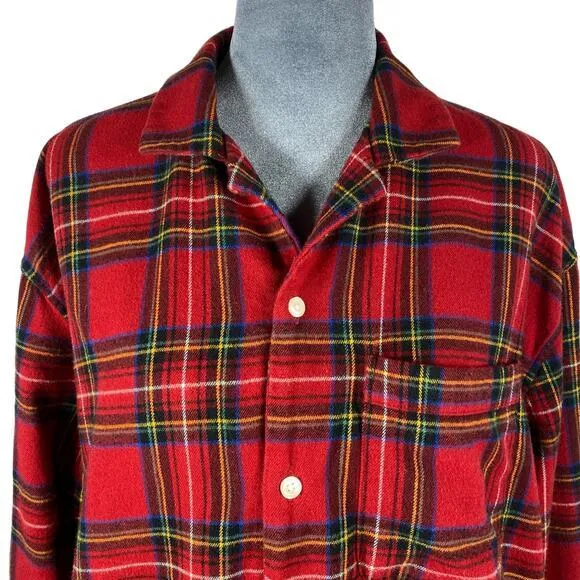 Abercrombie Flannel Pajama‎ Shirt Women's Large Red Plaid Sleep Top Soft A&F - Image 3