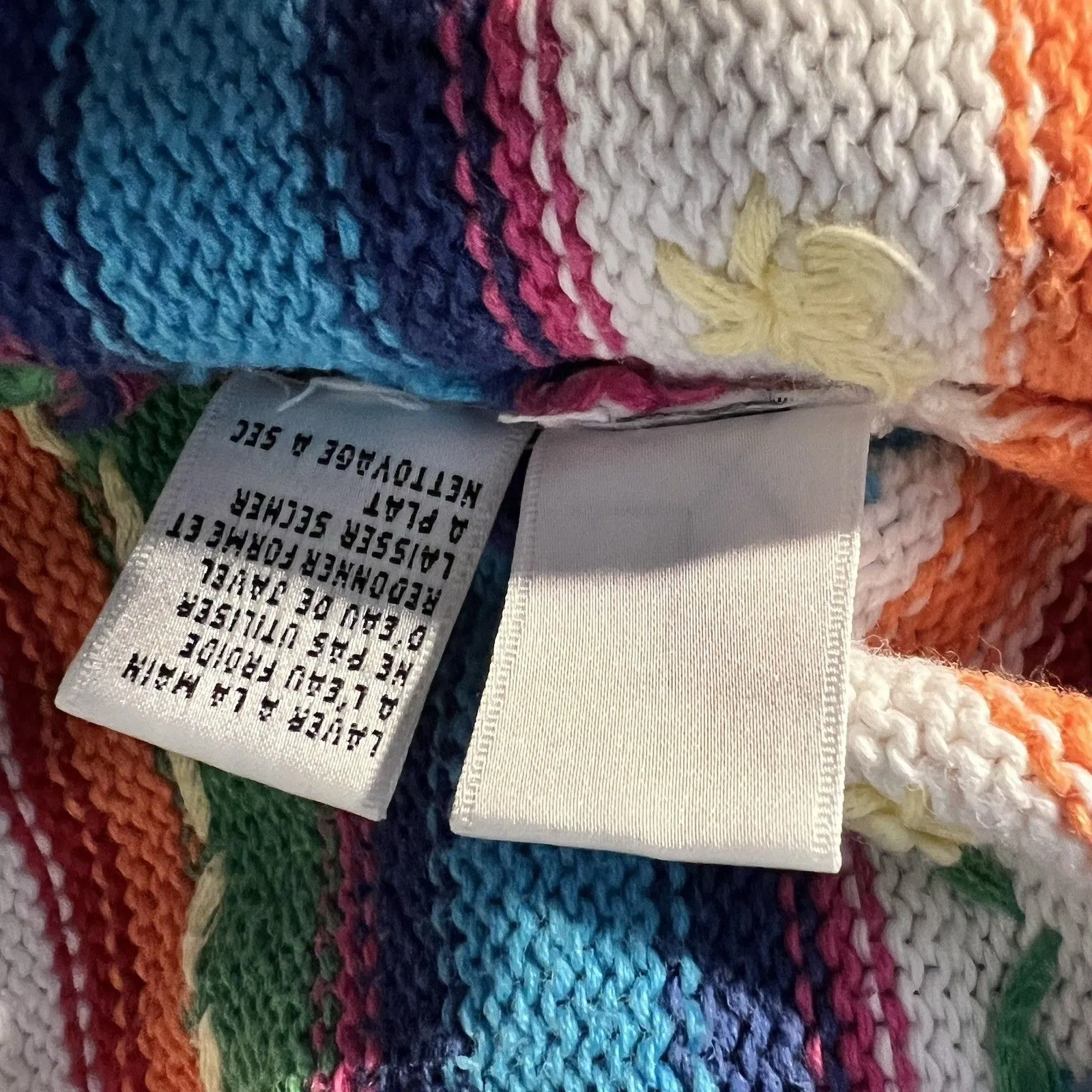 Talbots Knitted Petite M Embroidered SS Sweater Rainbow Cottagecore Grannycore - Image 10