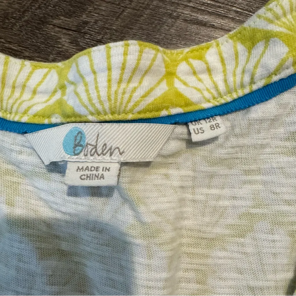 Boden Yellow Tarifa Citrus Seashell Jersey Dress Green Size 8 - Image 3