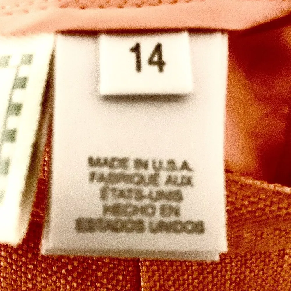 Vintage Y2K Peach Woven Skirt Suit By Susan Bristol Size 10 Blazer 14 Skirt 90s - Image 14