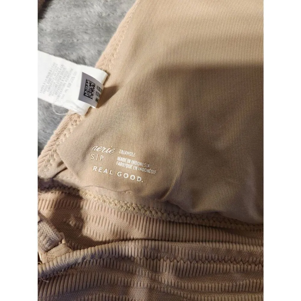Aerie by American Eagle Size S Tan Triangle Bralette Bra - Image 3