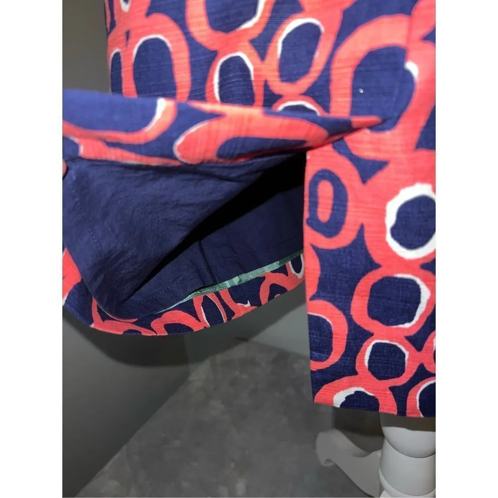 Women’s BODEN Navy/Coral Orange Sheath Midi Dress 6P Pink - Image 9