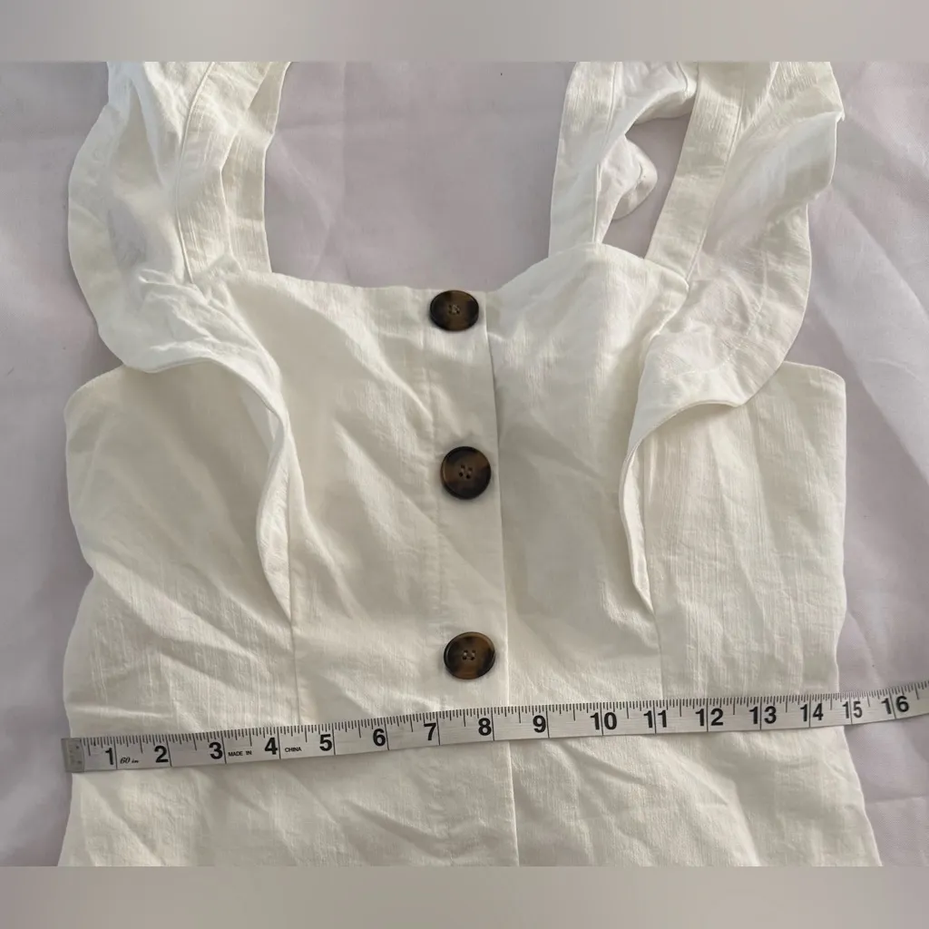 Willow & Root White Ruffle Mini Dress Tie Back Size Large - Image 8
